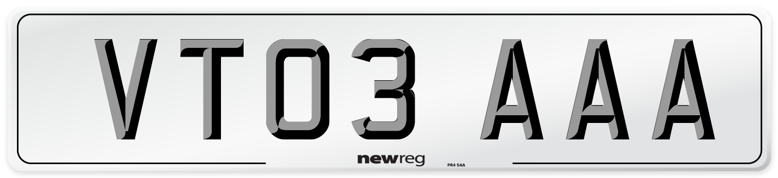 VT03 AAA Number Plate from New Reg